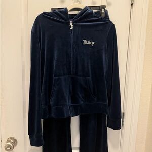 Juicy Couture Deep Blue Velour Tracksuit.  2 PC.  XL top and L bottom